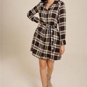 Maurice’s nwt size medium Plaid Tie Waist Long Sleeve Shirt Dress